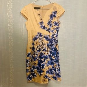 Nine West beige & blue floral sheath dress